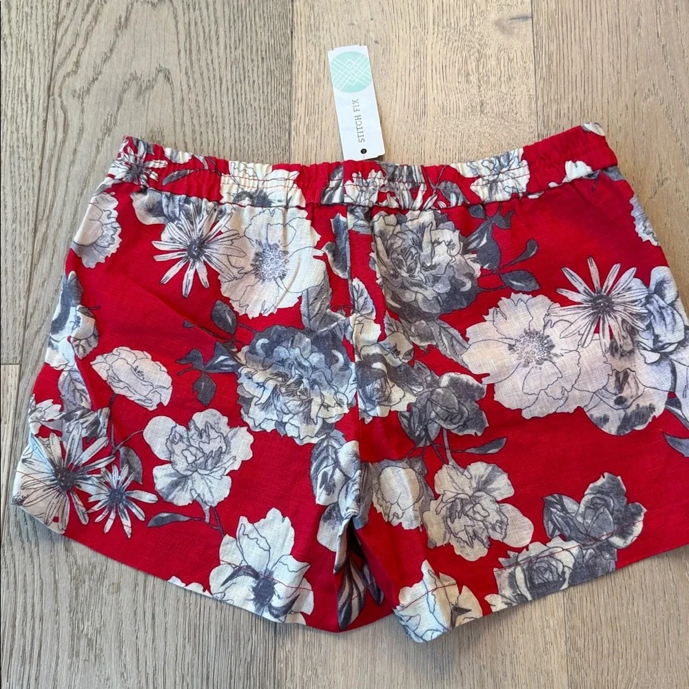 Stitch Fix KUT from the Kloth Jansen Printed Linen Shorts Red Floral Size 4 NWT - Picture 5 of 5